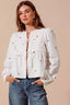 Front Tie Heart Puff Sleeve Blouse - IVORY