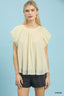 Soft Crinkle Flutter Sleeve Blouse - CREAM