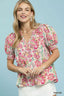 Paisley Floral Button Down Shirt - PINKMIX