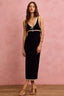 Sleeveless Knit Bodycon Maxi Dress - Black Oatmeal
