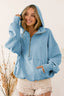 Stitch Detail Half Zip Fleece Hoodie - DENIM