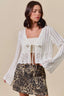 Ribbon Tie Open Front Cardigan - Off White