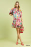 Watercolor Floral Babydoll Dress - PINK MIX