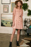 Belted Button Front Shirt Dress - L