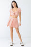 Striped Tie Front Shorts Set - L