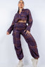 Plaid Cropped Shirt Cargo Set - Plum