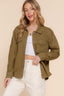Cotton Button Front Denim Shacket - L