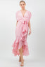 Ruffle Front Tie Midi Dress - L