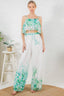 Tropical Print Crop Pants Set - L