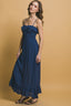Ruffle Trim Smocked Maxi Dress - Navy