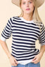 Blue Striped Knit Sweater - L