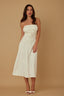 Floral Appliqu?? Strapless Midi Dress - Ivory