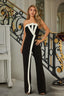 Strapless Contrast Panel Jumpsuit - L