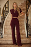 Puff Sleeve Jewel Detail Set - Wine
