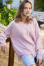 Fringe Hem Knit Sweater - Pink