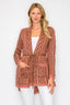 Open Wool Belted Pocket Cardigan - Pink