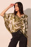Dolman Drawstring Dreaming Lily Satin Blouse - Olive