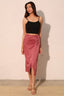 Satin Crepe Side Tie Midi Skirt - Mulberry