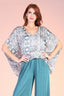 Lurex Chiffon Bohemian Caftan Blouse - Hunter green
