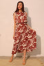 Leaf Midi Swing Lucca Skirt - Brown