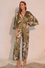 Satin Cape Sleeve Wide Leg Jumpsuit - Olive