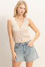 Button Front Knit Tank - Sand