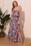 Floral Split Strapless Maxi Dress - Pink