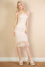 Ribbed Halter Fringe Midi Dress - Stone