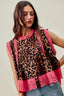 Leopard Pleated Sleeveless Blouse - LEOPARD PINK
