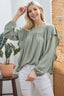 Draped Ruffle Sleeve Top - Sage
