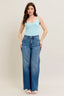 Tummy Control Wide Leg Frayed HemJeans - MD