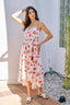 Shell Print Belted Midi Dress - Red