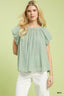 Mint Crinkle Flutter Sleeve Blouse - MINT
