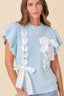 Light Blue Ribbon Bow Sweater - L