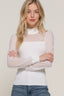 Mesh Panel Long Sleeve Light Sweater - Off White