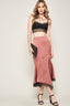Rose Satin Lace Midi Skirt - Rose