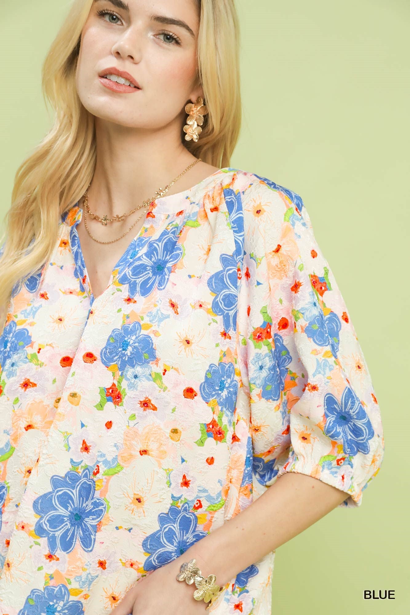 Painterly Floral Button Blouse -