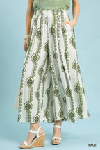 Geometric Print Wide Leg Pants -