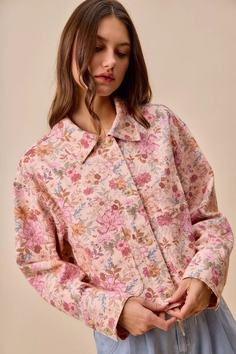 Floral Cotton Twill Barn Jacket -