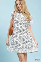 Border Print Belted Shirt Dress -