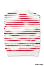 Striped Collared Knit Sweater Vest -