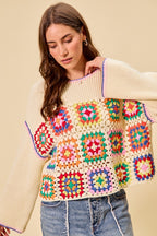 Crochet Patchwork Sweater Top -