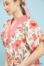 Romantic Floral Puff Sleeve Blouse -