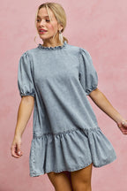 Tiered Denim Mini Dress -