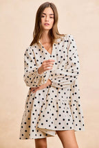 Polka Dot Corduroy Mini Dress -