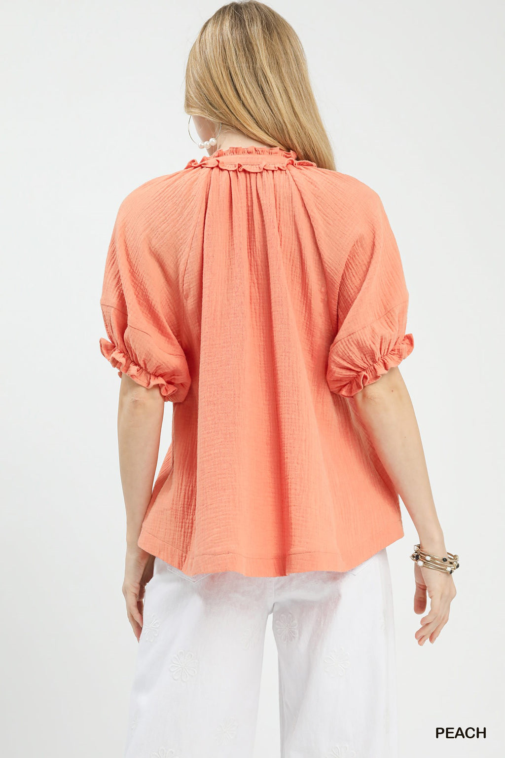 Cotton Gauze Ruffle Blouse -