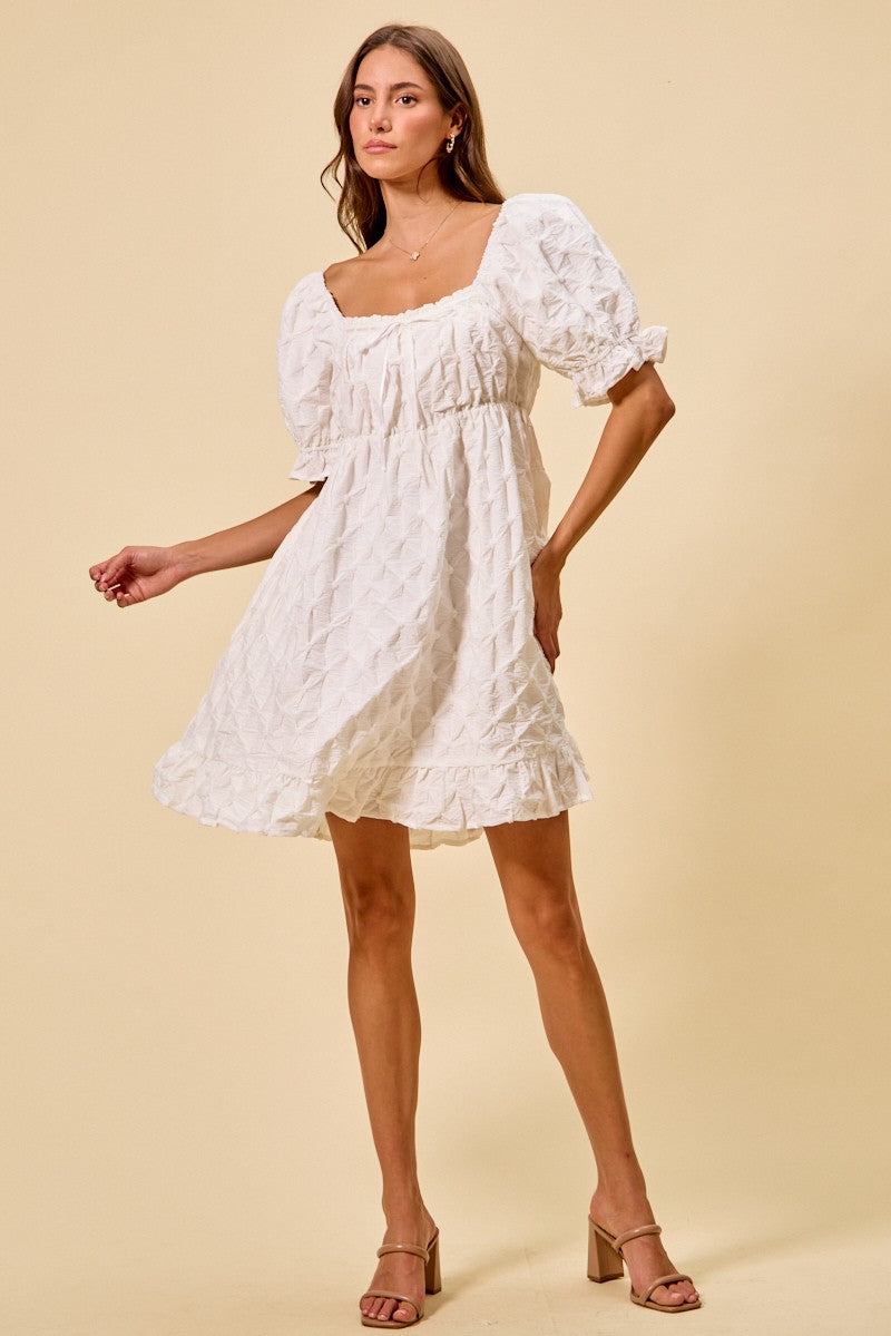 Textured Ruched Bust Mini Dress -
