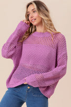 Openwork Long Sleeve Knit Sweater -
