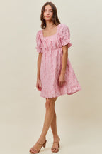 Ruched Textured Mini Dress -