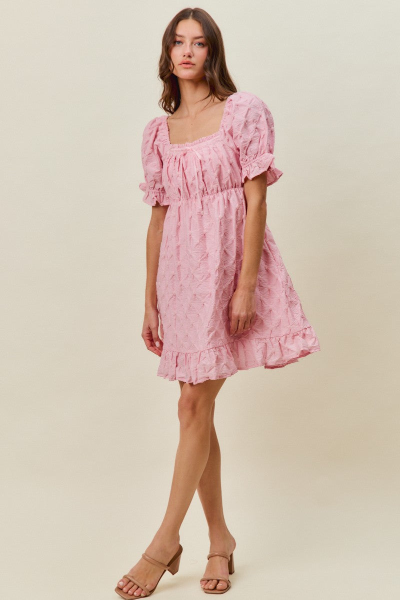 Ruched Textured Mini Dress -